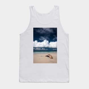 Beach driftwood and dark blue sky Tank Top